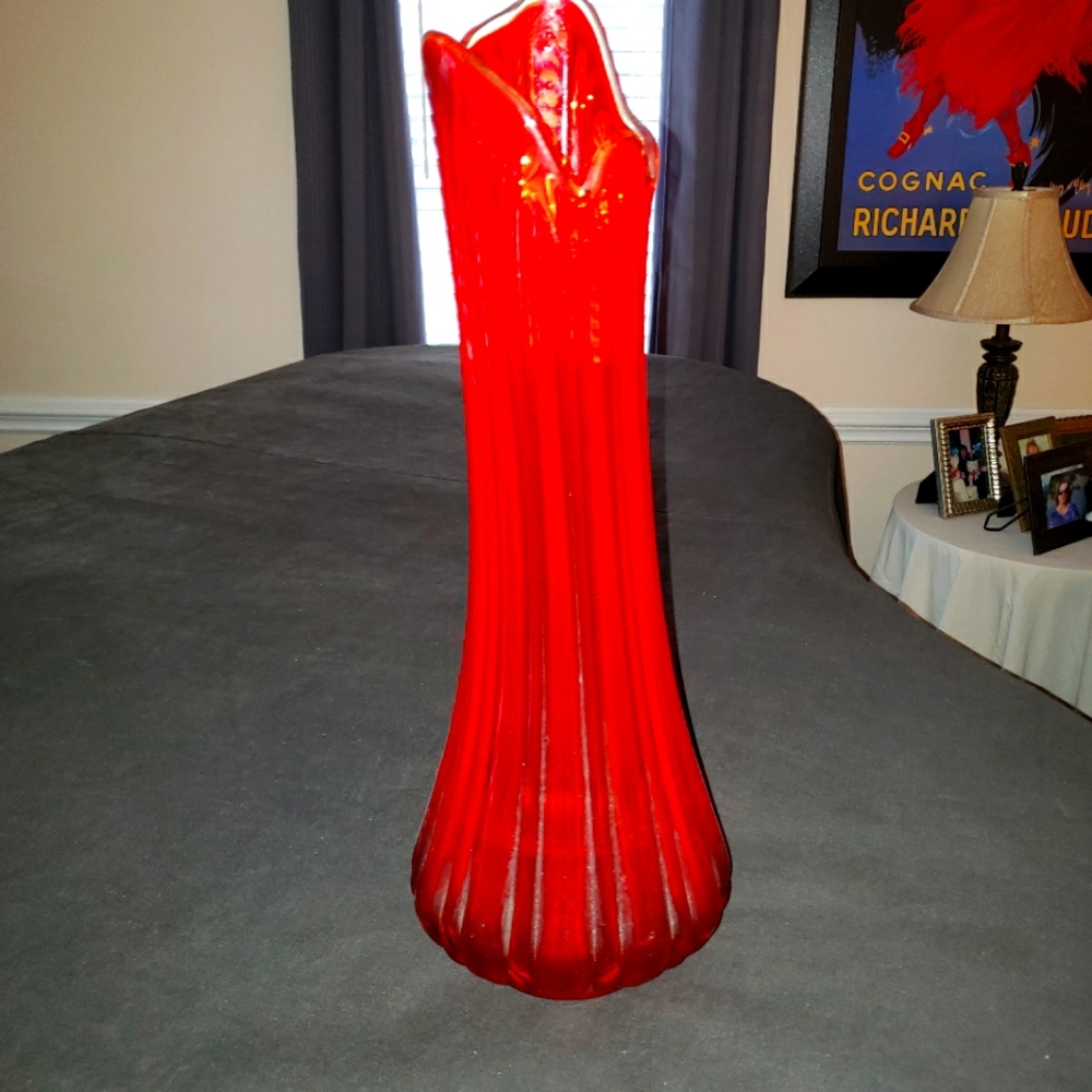 Vintage LeSmith brilliant orange vase.